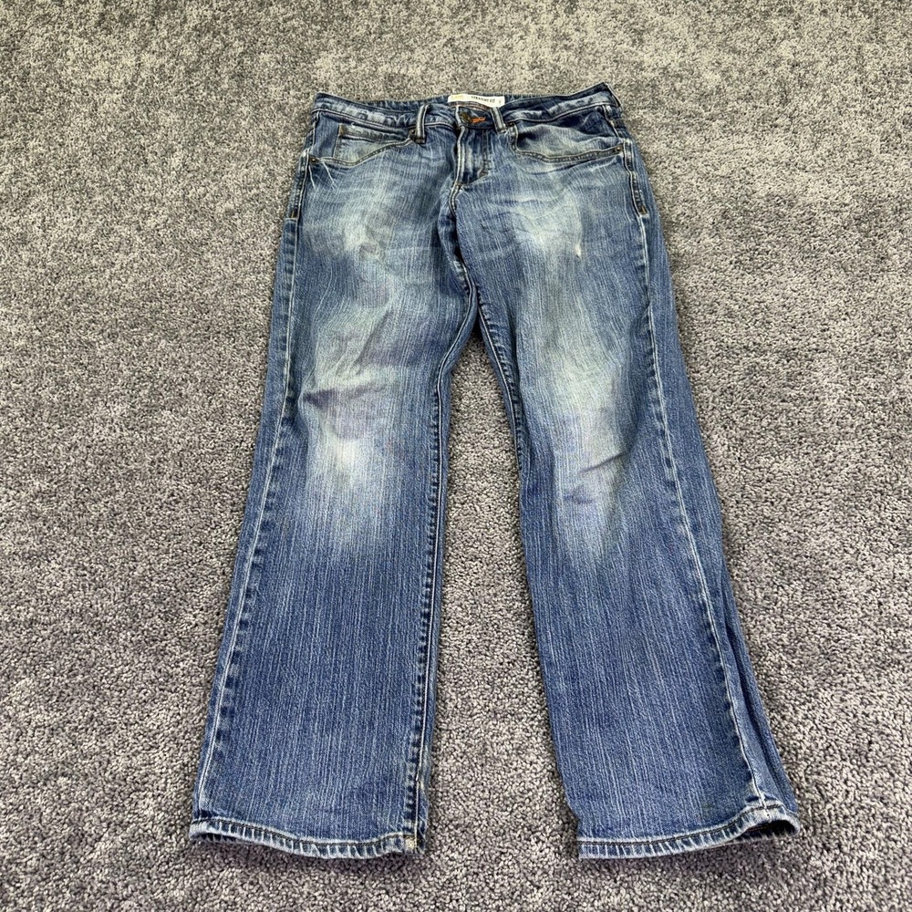 Lee Jeans Mens 32x30 Blue L342 Straight Fit Medium Wash Denim Distressed Casual